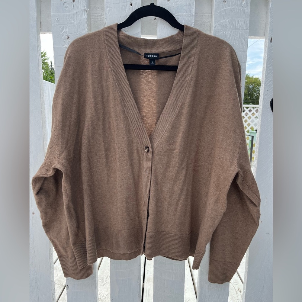 Torrid 2X Tan Button-Up Cardigan